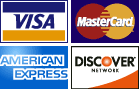 Visa, Mastercard, American Express and Discover Accepted