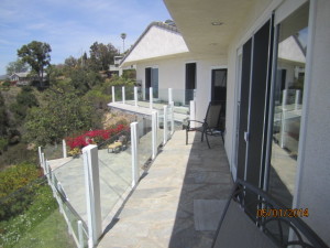 View from Master Bedroom of White Extruded Aluminum Sliding Patio Screen Door installed in Malibu Oceanview Home