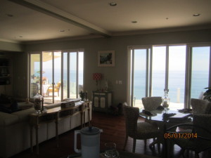 View from Living Room of Sliding Patio Screen Doors installed in Malibu Oceanview Home