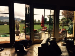 Calabasas installation of custom made wood screen door panels