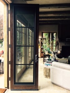 Calabasas installation of custom made wood screen door panels