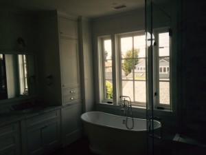 Santa Monica installation of custom made window screens in bathroom