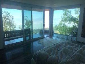 Oversized Anodized Silver Sliding Screen Doors in Malibu Mountains